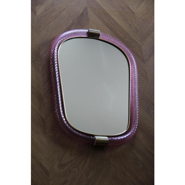 Twisted Pale Pink Murano Glass Mirror, 2000s For Sale - Image 10 of 18