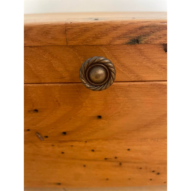 Small Rustic Vintage Dovetail Joinery Desk Dresser Top Wooden Travel Trunk Chest For Sale - Image 10 of 12