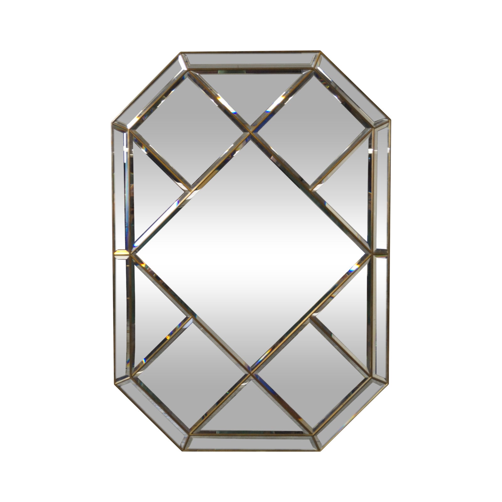Brass Frame Harlequin Pattern Beveled Glass Mirror Chairish