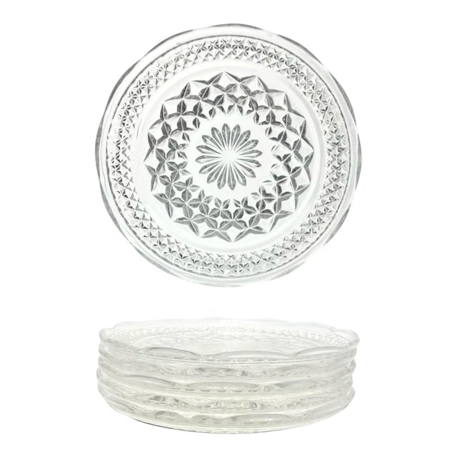 1960s Anchor Hocking “Wexford” Glass Bread Plates - Set of 5 For Sale