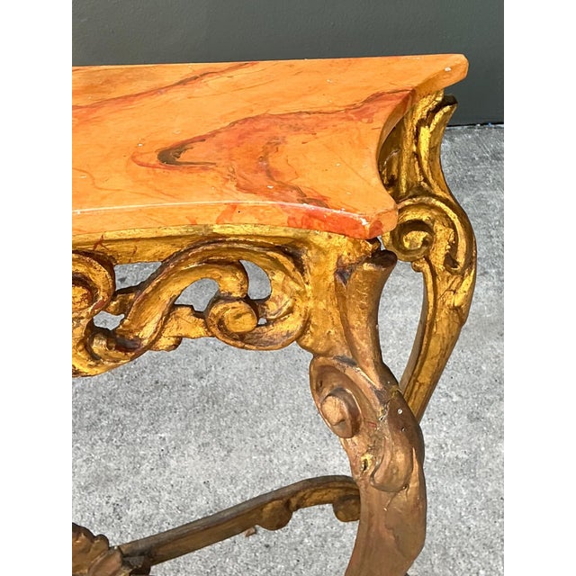 18th Century Vintage Italian Rococo Style Console Table For Sale - Image 5 of 18