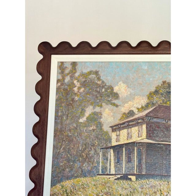Abstract Vintage Landscape Oil on Canvas Painting, "Breuckman House" by William Barkin, 1988 For Sale - Image 3 of 7