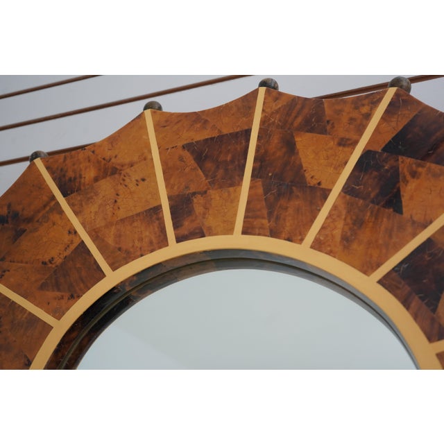 Stunning Decorator Oval Penshell Inlaid Sunburst Mirror For Sale - Image 4 of 8