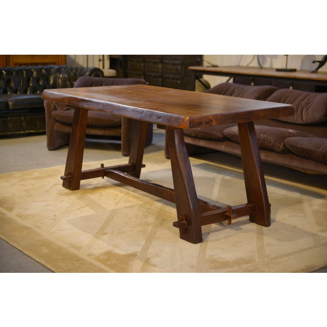 Vintage Brutalist Elm Table by Aranjou, 1950s For Sale - Image 4 of 14