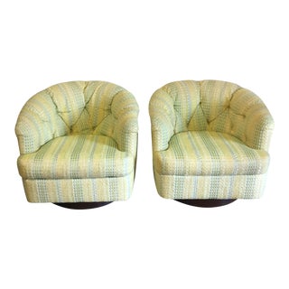 Selig Barrel Style Swivel Chairs - a Pair For Sale
