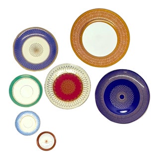 Geometric & Radial Pattern Decorative Plate Curation – Mid-Century Modern, Group of 7 For Sale