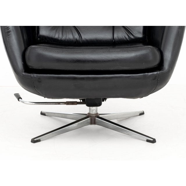 Black Overman Black Vinyl Lounge Chair and Ottoman For Sale - Image 8 of 12