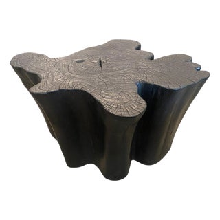 Andrianna Shamaris Amorphous Charred Teak Wood Coffee Table For Sale
