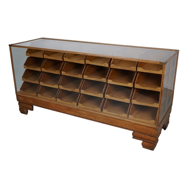 Antique British Oak Haberdashery Cabinet, 1930s For Sale