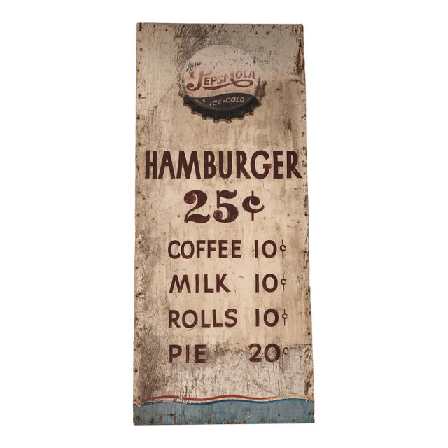 Vintage Pepsi-Cola Diner Menu Board Sign For Sale
