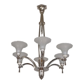 1930s French Art Deco Chandelier by Petitot & Degue France For Sale