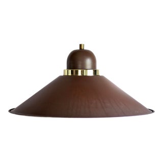 1970s Brown and Gold Metal Hanging Light Fixture For Sale