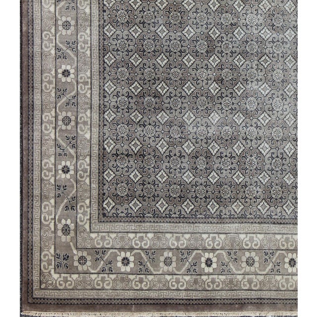 Tribal Keivan Woven Arts Fine Weave Khotan Design Large Rug in Gray 9'2 X 12' For Sale - Image 3 of 7