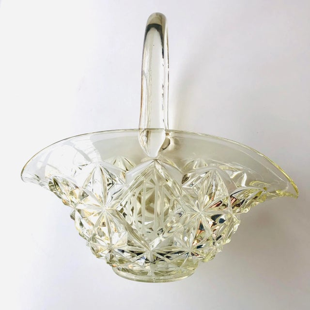 Glass Vintage Clear Cut Glass Monogram "Koc" Wedding Basket For Sale - Image 7 of 7