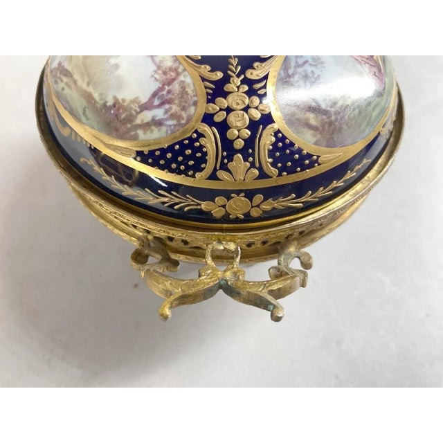 Blue Early 20thC French Sevres Style Blue Porcelain Dish Bowl For Sale - Image 8 of 14