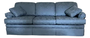 1990s Damask Blue Fabric Sofa With 2 Pilows