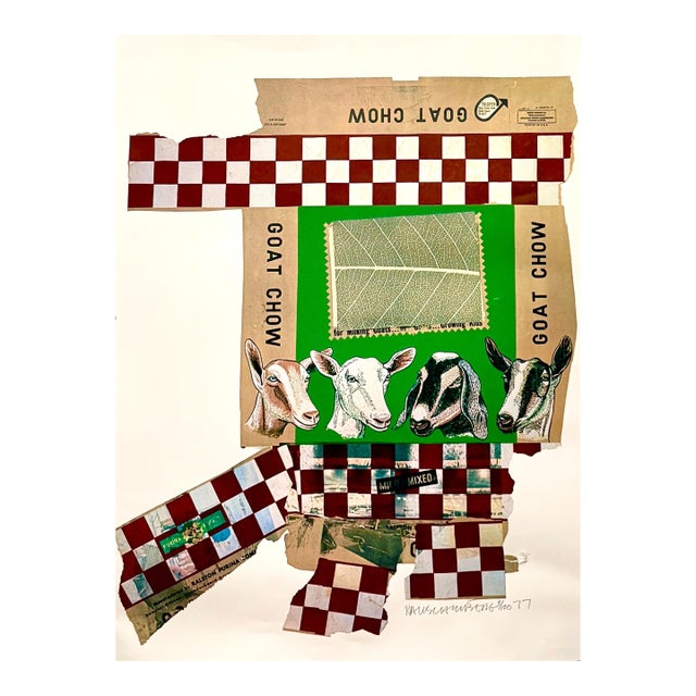 1970s Robert Rauschenberg, Large Pop Art Screenprint Collage Photo Lithograph Goat Chow Robert Rauschenberg For Sale