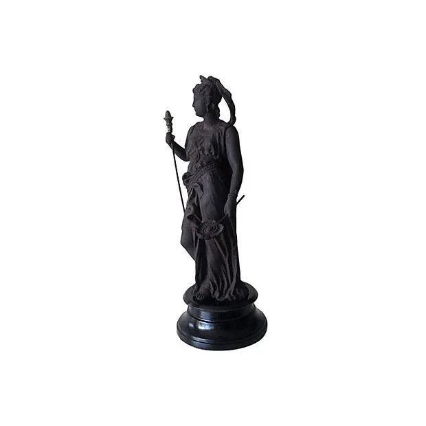 C.1875-1910; A rare cast metal patented statue of Athena, (Greek), or Minerva, (Roman) that has a bronze brown finish....