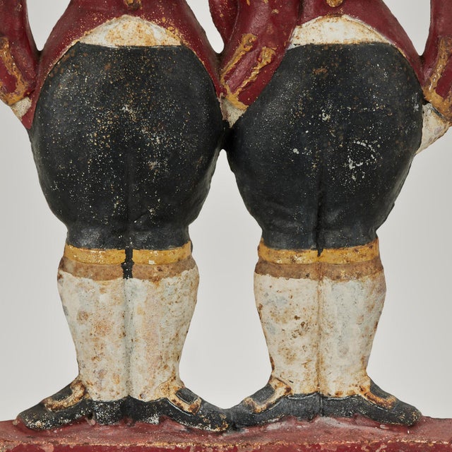 Metal Art Deco Cast Iron Double Footmen Doorstop by Hubley Anne Fish For Sale - Image 7 of 9