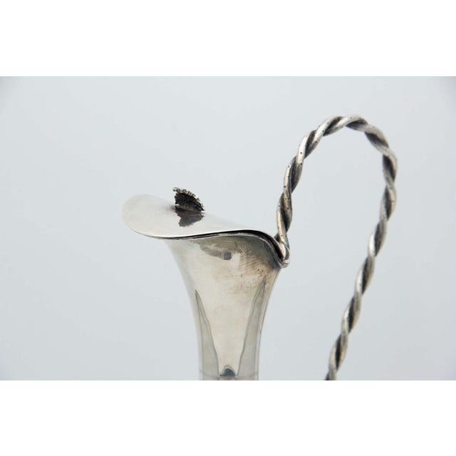 Silver Wine Jug with Curls and Leaves in Relief For Sale - Image 3 of 4