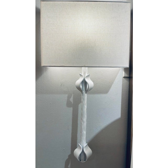 2020s Worlds Away Modern White Iron Linda Wall Sconces Pair For Sale - Image 5 of 5