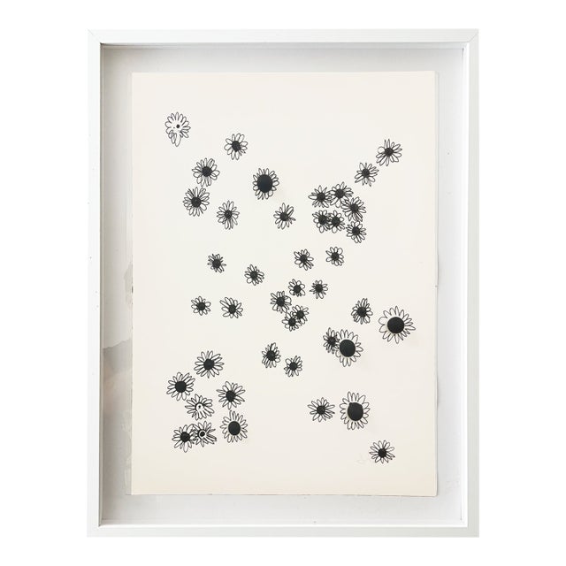 "Field of Daisies 10" Original Mixed-Media Painting by Jake Poser, Framed For Sale