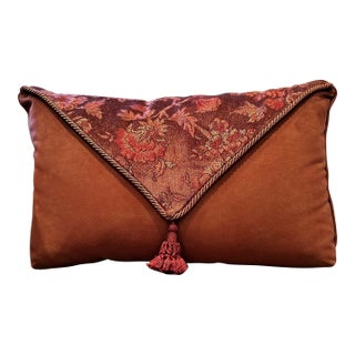 Vintage Schumacher Épingle Velvet Oblong 24 Inch by 14 Inch Pillow For Sale