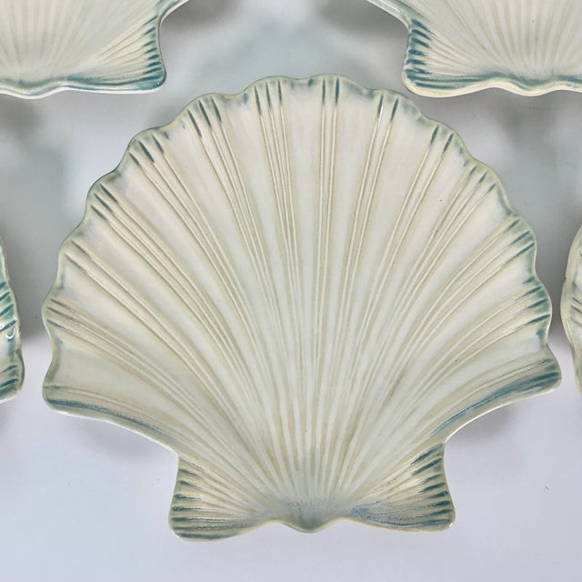 Vintage Hollywood Regency Coastal Clam Sea Shell Salad Plates, Trompe L’Oeil Style - Set of 10. For Sale - Image 12 of 16