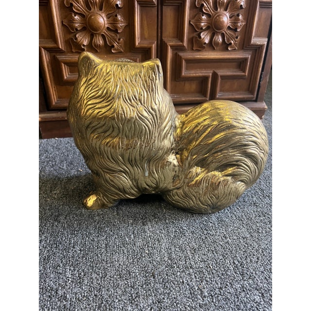 Mid-Century Modern 1960’s Brass Pomeranian Dog Statue For Sale - Image 3 of 10