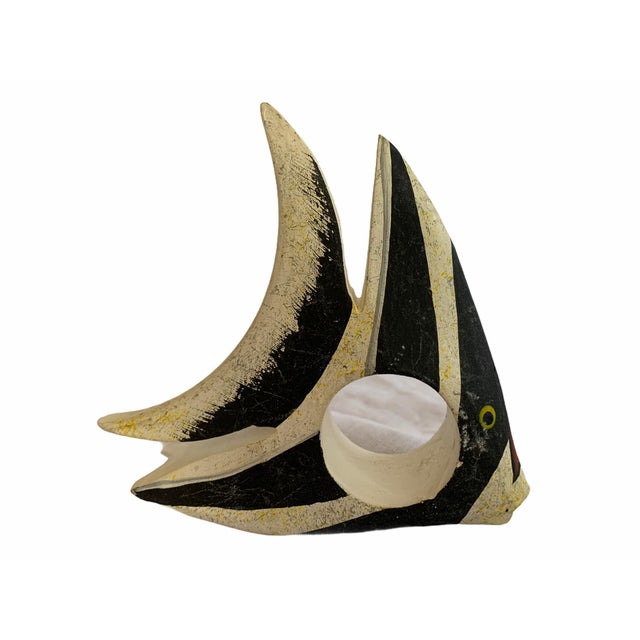 Late 20th Century Late 20th Century Black & White Butterflyfish Napkin Rings - Set of 7 For Sale - Image 5 of 7