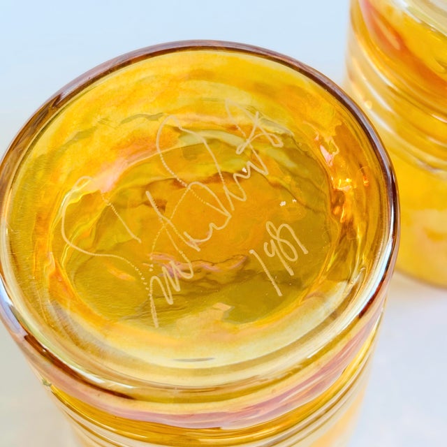 Esteban Prieto Iridescent Orange Lowball Tumblers - Set of 2 For Sale - Image 10 of 10