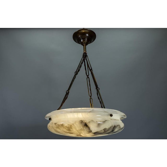 Art Deco Alabaster and Brass Pendant Light, Germany, 1920s For Sale - Image 14 of 18