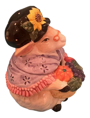 Vintage 1980s Fitz & Floyd "Granny Sheep" Sugar or Jam Bowl