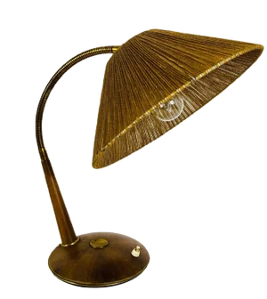 Mid-Century Teak & Rattan Table Lamp from Temde, 1970s