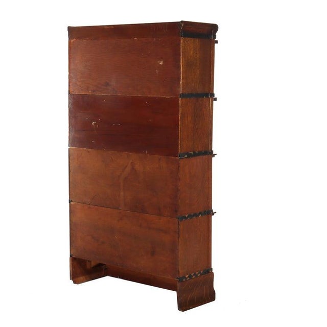 Globe Wernicke/Macey Arts & Crafts 4-Stack Oak Barrister Bookcase C1910 For Sale - Image 10 of 11