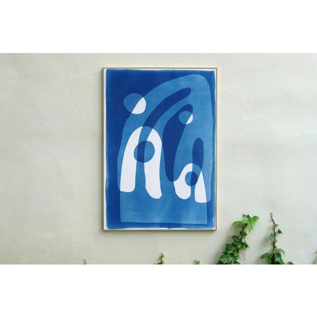 2024, Modern Landscape Style, Handmade Unique Monotype Cyanotype on Watercolor Paper by Kind of Cyan For Sale - Image 4 of 8