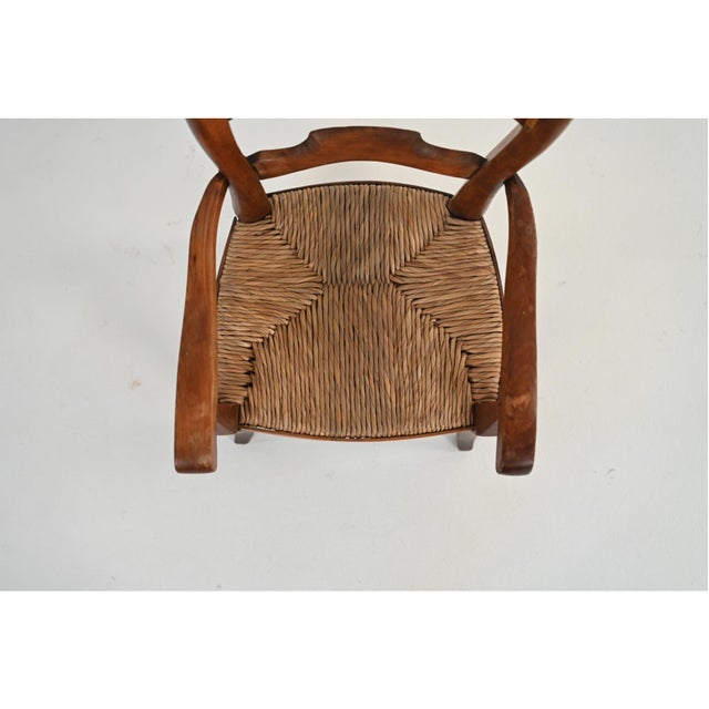 Brown Antique French Provincial Style Rush Seat Child's Armchair For Sale - Image 8 of 11