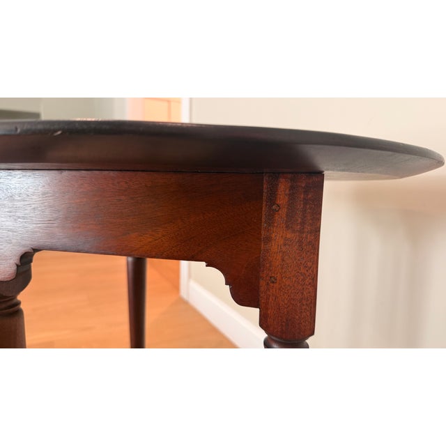 Late 20th Century Kittinger Colonial Williamsburg Drop Leaf Round Mahogany Table For Sale - Image 14 of 15