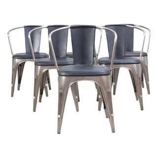 Industrial Chairs in Metal and Wood, 1980s, Set of 6 For Sale