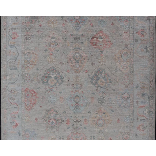 Modern All-Over Floral Oushak With Sand Background and Muted Accent Colors. Keivan Woven Arts: rug AWR-8522 Country of...