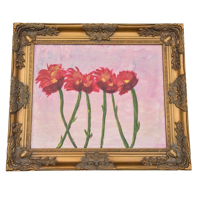 Original Botanical Flower Framed Painting For Sale - Image 4 of 10