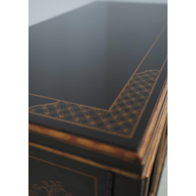 Drexel Heritage Chinoiserie Black Lacquer and Gold Brass Stand For Sale - Image 13 of 18