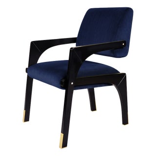 Arches Dining Chair in Navy Blue Cotton Velvet from Insidherland For Sale