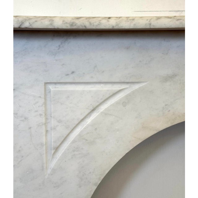 Antique Victorian Arched Carrara Marble Fireplace Mantel For Sale - Image 4 of 13