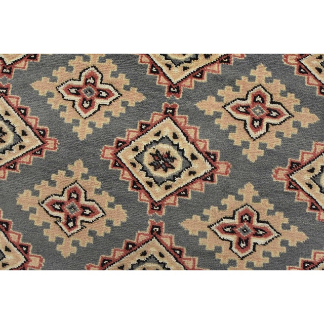 Textile Bokhara Jaldar Rug 4’2” X 6’3” Gray Wool Tribal Hand-Knotted Oriental Carpet For Sale - Image 7 of 12