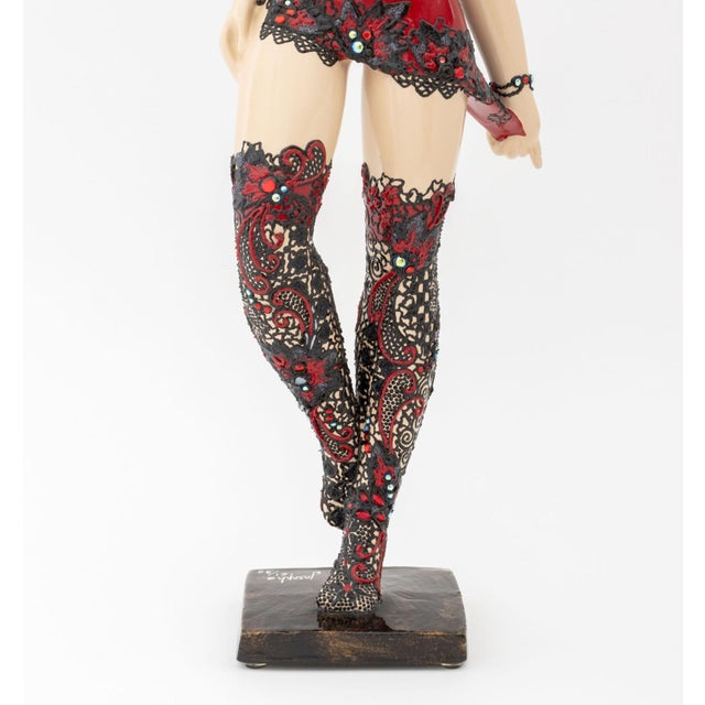 Josepha Standing Woman in a Red Dress Resin Sculpture For Sale - Image 4 of 14
