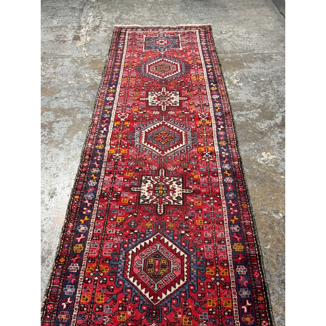 3ft 1in × 10ft 10in Karajeh Heriz Persian Rug, Circa 1930's For Sale - Image 10 of 12