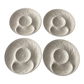 Vintage French White Ceramic Artichoke Plates - Set of 4 For Sale