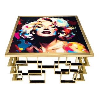 Marilyn Low Brass Table, 1980s For Sale