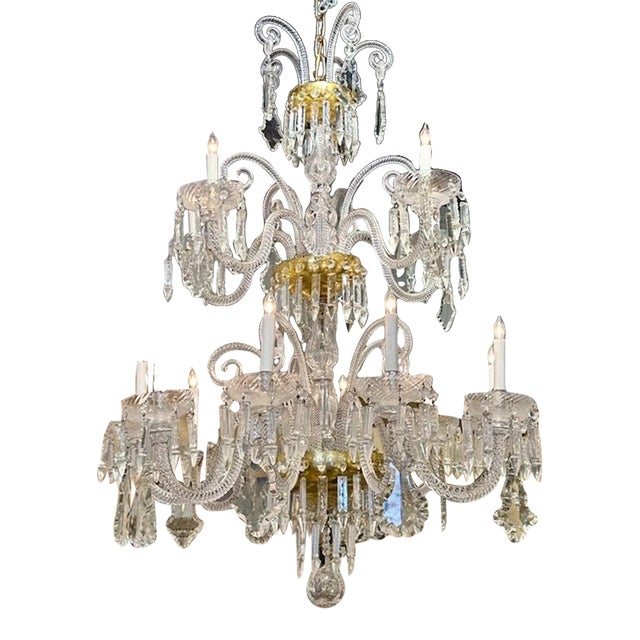 Italian Twist Glass Chandelier For Sale